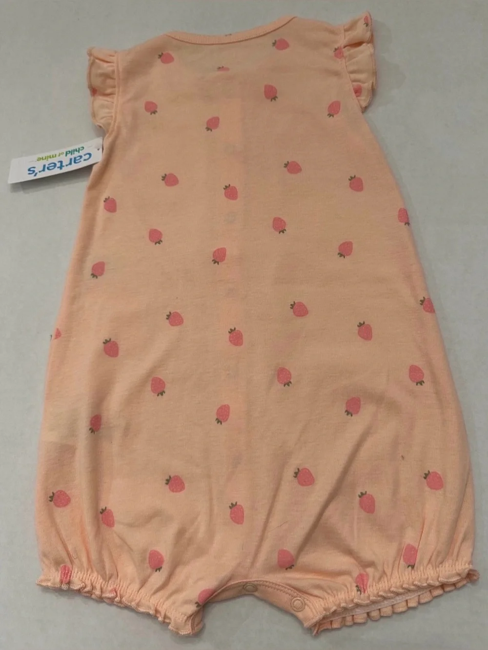 Carter's Child of Mine Baby Girl Peach/Pink Strawberry Bubble Romper,18 Months